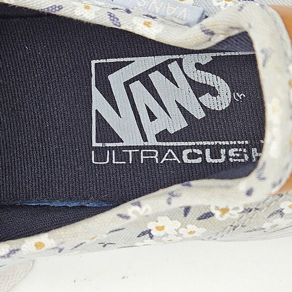 Vans Ultra Cush Camden Deluxe Sneakers Womens Size 7.5 Pale Blue Daisy Print - Picture 7 of 8